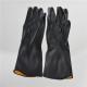 Black Color Heavy Duty  Long Sleeve Industrial Rubber Gloves Flocklined