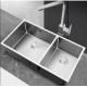 Stainless Steel Undermount Double Kitchen Sink Cupc Approved Handmade Square Corner