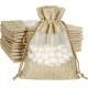 Lightweight Durable Burlap Sheer Bags  Drawstring Gift Bag Jewelry Pouches for Candy Wedding Party Favor