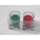 2pk Red & Green scented & assorted glass candle with printed label and packed