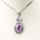 Sterling Silver 11mmx14mm Purple Cubic Zircon Pendant and Silver Chain 18 Inches(PSJ0270)