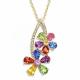 925 Sterling Silver Colorful CZ Jewelry Multi color CZ Flower Pendant