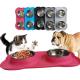 Pet Silicone Anti Spill Bowl Dog Stainless Steel Eating And Drinking Double Bowl