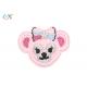 Custom Pink Cute Cartoon Embroidered Fabric Patches Iron On Backing With Laser Cut