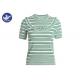 Ruffle Front Womens Knit Pullover Sweater Stripes Short Sleeves For Summer