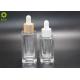 Empty Cosmetic 30ml 50ml Luxury Flat Shoulder Square Clear Glass Essential Oil Dropper Bottle