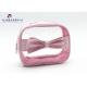 Embossed Pink PU Leather Bag Super Clear Soft PVC Window Leather Cosmetic Bag