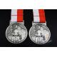 Old Tower 3D Effect Custom Award Medals With Red / White Ribbon 50 * 3mm