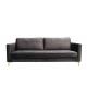 Contemporary Black 3 Seater Couch Velvet Black Fabric Sofa Metallic Legs