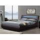 Upholstered Modern Contemporary Bed Frame Leather Wave Curve Platform Bed