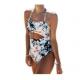 Floral Print Bikini Set Padded One Piece Swimsuit Summer Ladies Beach Bathing Suit Swimwear with Cut