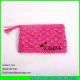 LUDA wholesale pink handbag macrame deco paper straw clutch bags