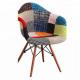 Wood Legs Patchwork Dining Room Chairs , Multi Coloured Patchwork Armchair