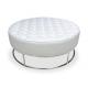 Round Leather Ottoman Storage Box Stainless Steel Base With Fully Assambled