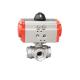 Stainless Steel Three Way Ball Valve With Pneumatic Actuator NPT Bsp BSPT End Connection