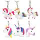 PVC Rubber Unicorn Soft Toy Keychain PMS Color Custom Size Four Link Attachment