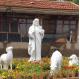 White Marble Jesus Good Shepherd Statue Life Size Christian Religious Jesus Stone Sculpture With Lamb Outdoor Church