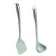 Silicone Stainless Steel Kitchen CookinUtensils Set 2-Pieces Flexible Silicone Head Cooking Utensil With  Spatula, Ladle