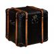 Black Full Genuine Leather Storage Trunk Lifted Cover With Solid Wood Bar