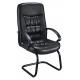 Comfy Non Swivel Desk Chair , Black Leather Meeting Room Chairs With Arms