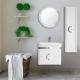 Wall Mount PVC Bathroom Mirror Cabinet Ceramic Integrated Basin