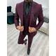Burgundy Slim Fit Tuxedo Three Piece Suit 65% Polyester 32% Viscone 3% Lycra