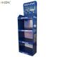 4-Layer Blue Custom Cardboard Retail Display Stands with Hooks