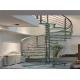 Brushed Stainless Steel Glass Space Saving Spiral Staircase With Rob Railing
