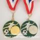 Enamel metal soccer medal with ribbon lace, color filled metal sports medals
