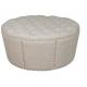 China supplier wholesale good quality linen fabric round household wooden storage ottoman bench
