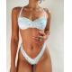 Twp Pieces Sexy Women Bikini White Green UPF Protection Summer Bathing Suits UPF50++