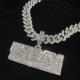 925 silver  iced out cuban link chain Custom logo pendant hiphop jewelry for Rap star