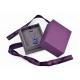 Purple Velvet Cardboard Jewelry Box With Necklace Hanger Window Paper Lid Luxury