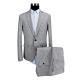 Strips Slim Fit Tailored Suits  All Season Men'S Light Grey Mel Decorative