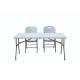 White Blow Moulded Portable Plastic Folding Table Chair Outdoor Stable 8ft  240cm