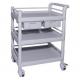 ABS Injection Molding Nursing Two Layers 923mm Hospital Instrument Trolley