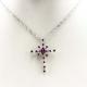 Women Jewelry 925 Silver  Pink Cubic Zirconia Cross Pendant Necklace  (P37)