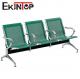 Green Stainless Steel 3 Seater Chair For Clinic Airport School