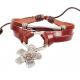 Brown multi strands lucky flower leather bracelets for women