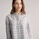 Standard Fit 100% Linen Ladies Long Sleeve Tops Xs-Xxxl Women'S Checked Shirt ODM