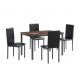 Marble Top 41.8 W table 5 Piece Kitchen Table Set 4 Black Faux Leather Upholstery Chairs