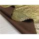 Gold Color Suede Printed Leather Fabric 0.35mm Cutting Width For Ladies Jacket