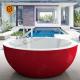 180cm Artificial Stone Bathtub Red Round Matte Waterproof Repairable 300C