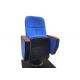 BS5852 Blue Auditorium Theater Seating Movie Theater Chair Wood Armrest Padded With Fabric