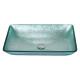 Silver Tempered Bath Wash Basins Glass Bowl Rectangular Table Top Solid