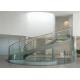 Double U Channel Stringer Modern Spiral Staircase , Curved Wooden Staircase With Glass Railings