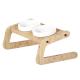 Rounded Elevated Double Bowls Cat Small Dog Pet Food Water Feeder Bowl With Bamboo Stand