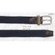 Male Navy Stretch Belts With Brown PU Tip , With Woven Tape Loop