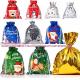 Reusable Xmas Present Fast Wrapping Foil Bags With Gift Tags, Assorted Size Gift Bags Birthday Goody Holiday Treat