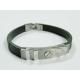 Top Quality Europe Fashion Stainless Steel Genuine Leather Silicone Bangle Bracelet ADB144